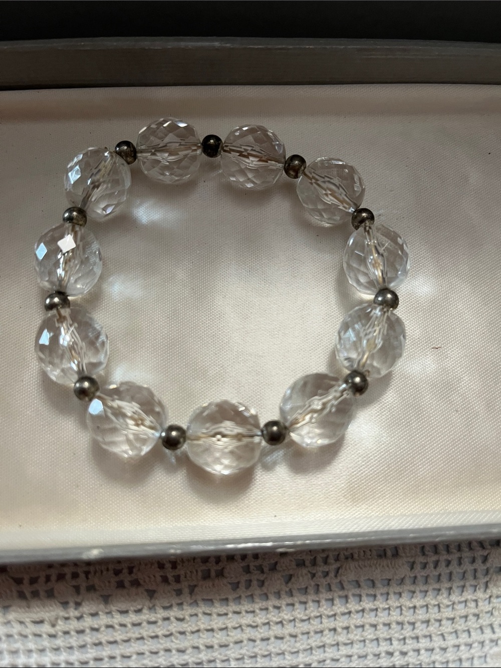 Clear Crystal Bead Stretch Bracelet